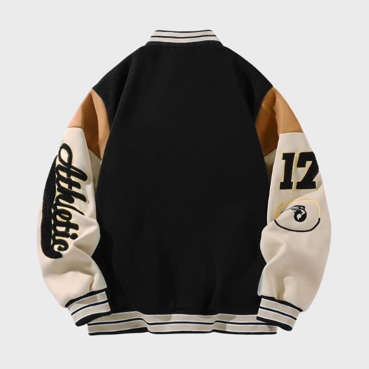 Men’s Vintage Varsity Jacket with Embroidered Patches