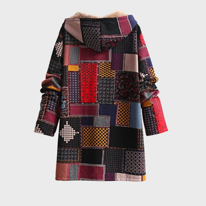 Women’s Oversized Hooded Patchwork Plush Jacket
