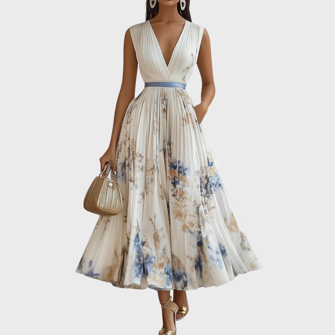 Women's Elegant Floral Plissé Ceremony Dress