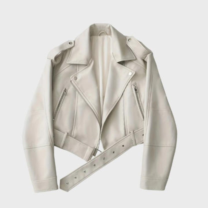 Women's Retro Belted Biker Jacket