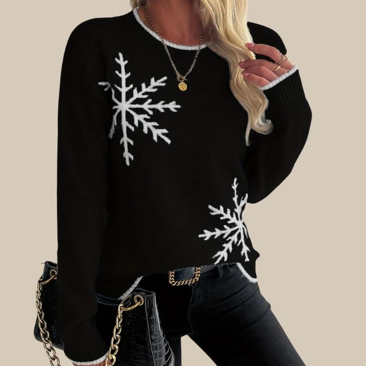 Women's Snowflake Crew Neck Knit Sweater