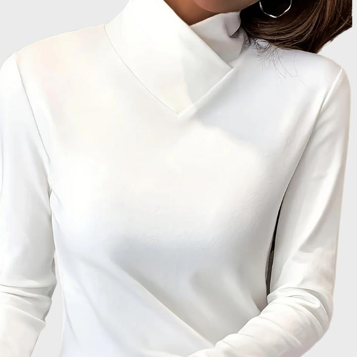 Warm High-Neck Long-Sleeve Knit Top