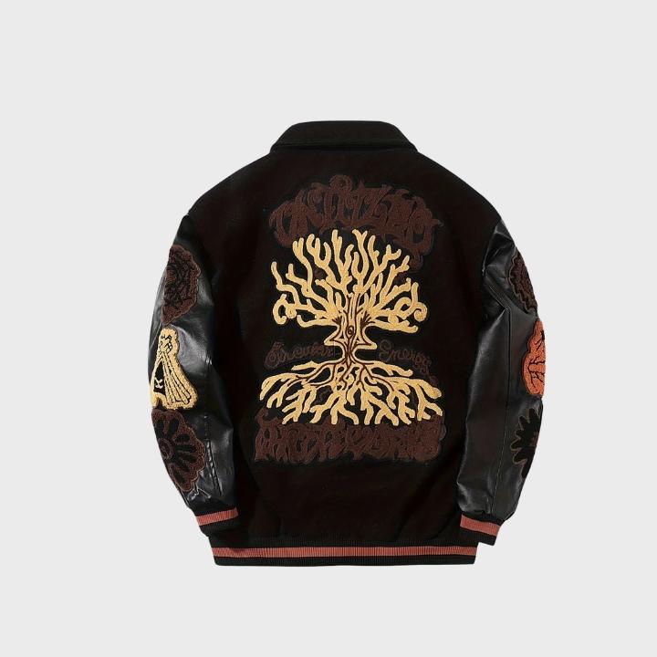 Men’s Geometric Embroidered Baseball Jacket