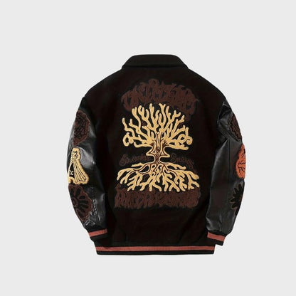 Men’s Geometric Embroidered Baseball Jacket