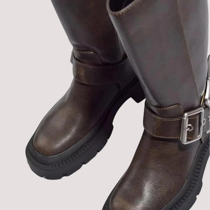 Women's Buckle Strap Knee-High Boots