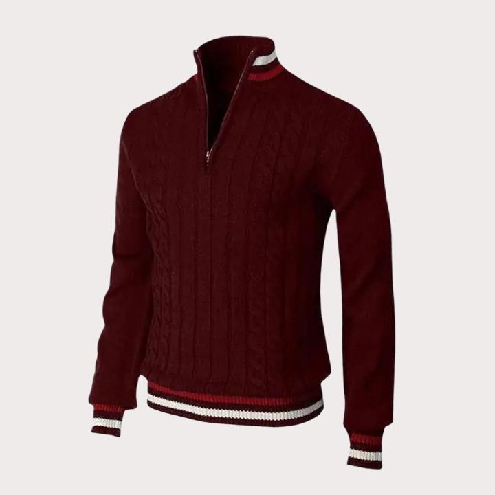 Men’s Textured Knit Quarter-Zip Sweater