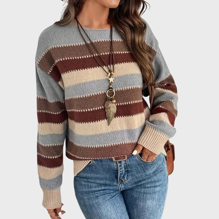 Women’s Casual Retro Stripe Knit Pullover