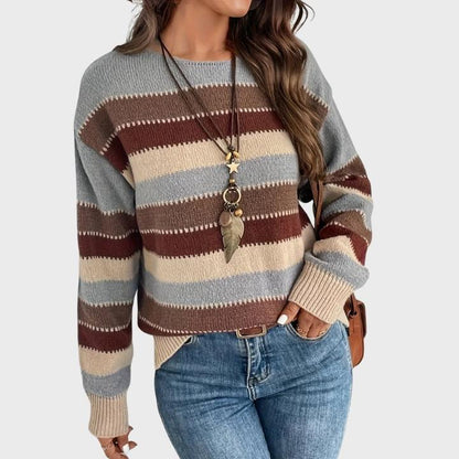 Women’s Casual Retro Stripe Knit Pullover