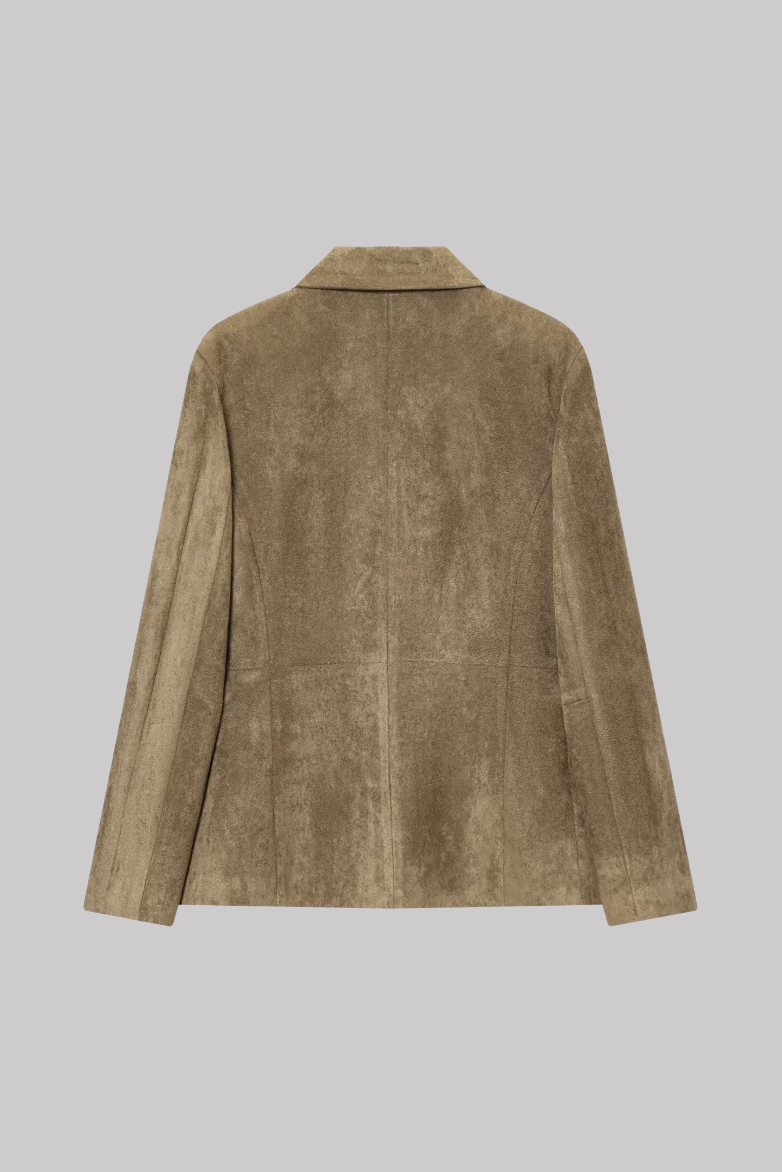 Women’s Khaki Double-Breasted Casual Blazer Jacket