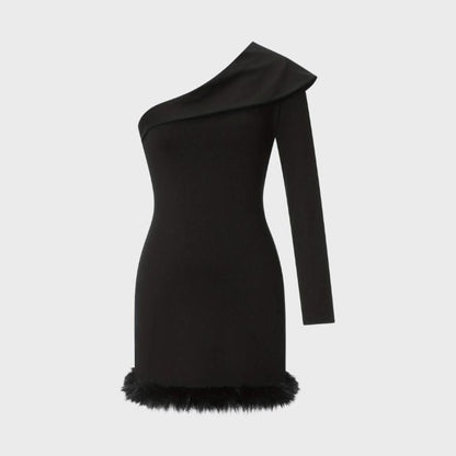 Women's Black One-Shoulder Mini Dress