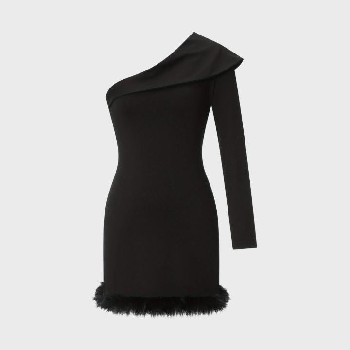 Women's Black One-Shoulder Mini Dress
