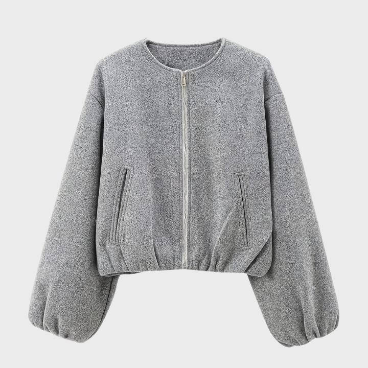 Women’s Soft Grey  Front Zipper Pilot Jacket