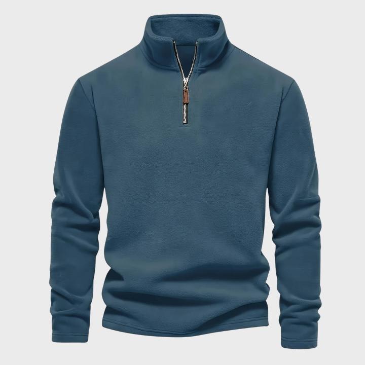 Men's Fleece Quarter Zip Stand Collar Pullover Jumper