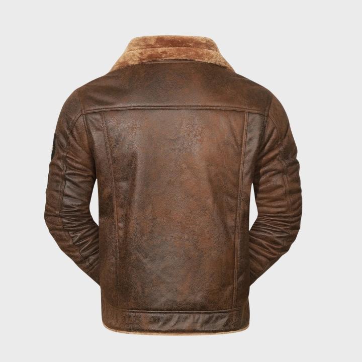 Men’s Faux Leather Jacket with Shearling Lining