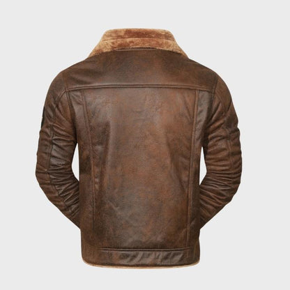 Men’s Faux Leather Jacket with Shearling Lining
