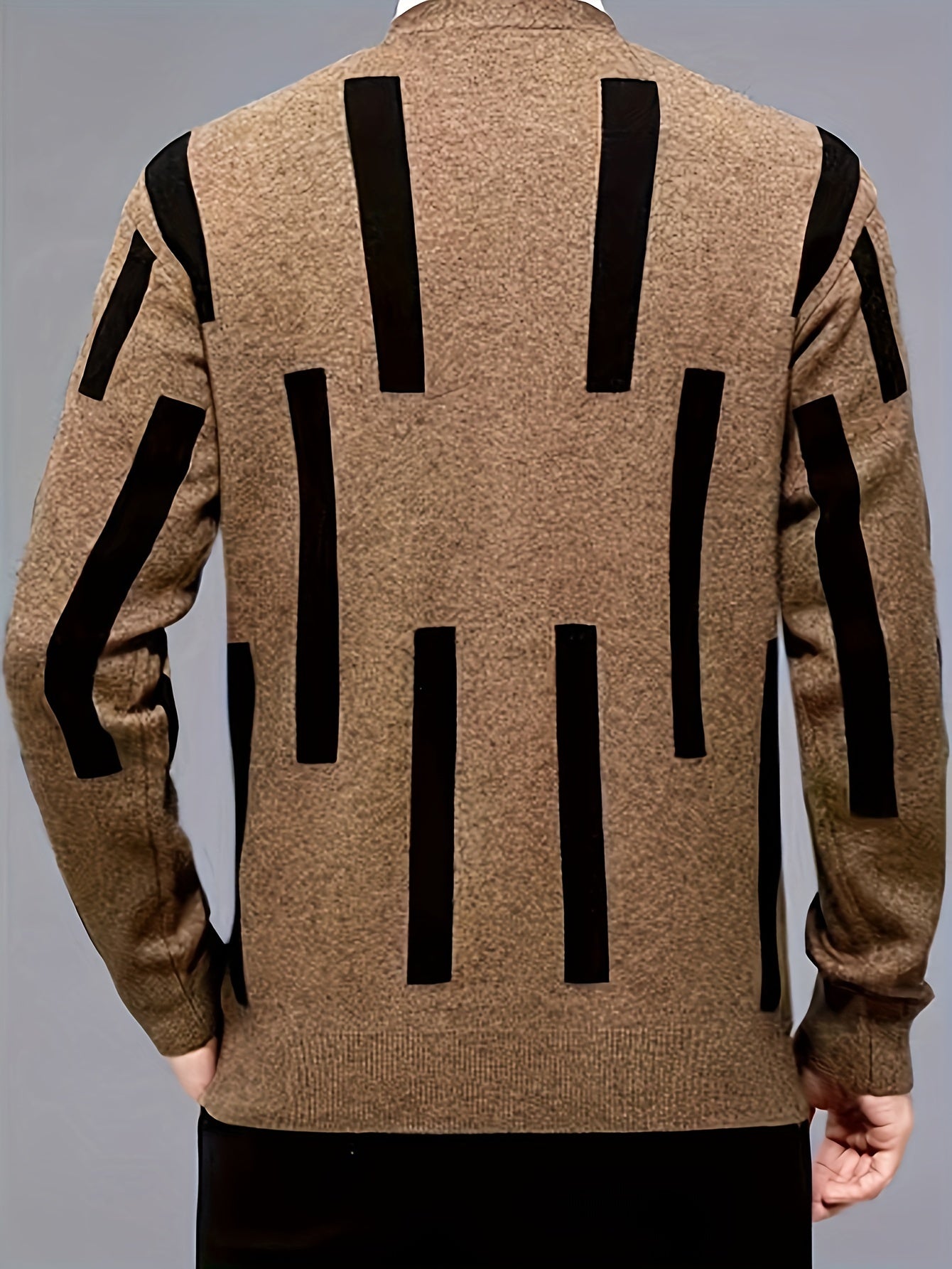 [2024 Men's V-Neck Sweater] 2024 Men's Casual V-Neck Cardigan Sweater | Striped Button-Front Design, Stretchy Knit Fabric, All-Season Comfort, Regular Fit Long Sleeve | Vneck Design, Durable Comfort, Textured Knitwear