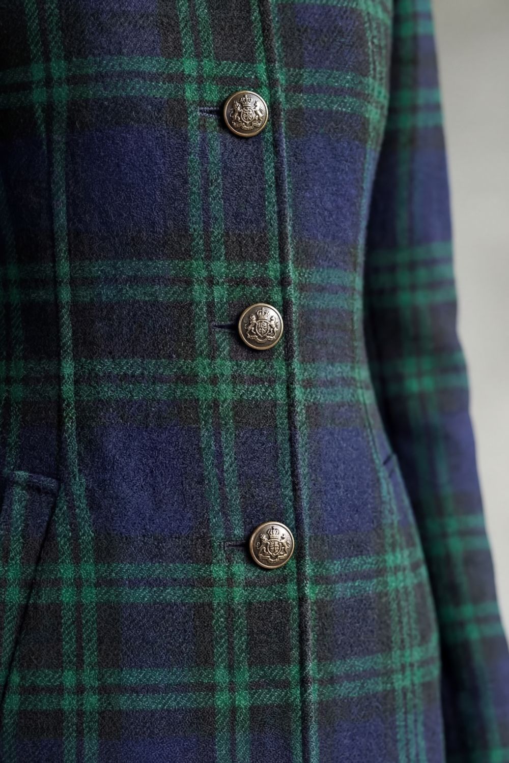 Checked Wool Blend Tailored Longline Coat Women
