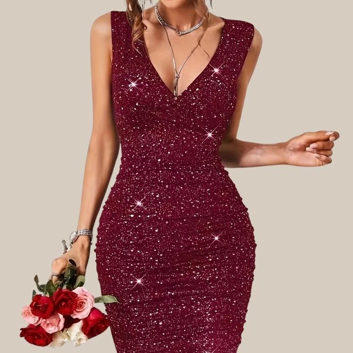 Women's V-Neck Bodycon Cocktail Dress