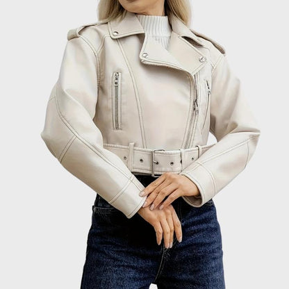 Women’s Chic Faux Leather Moto Jacket