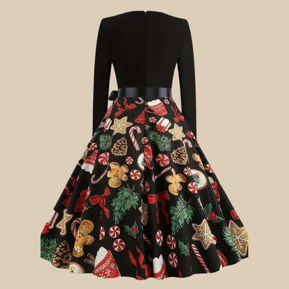 Women’s Christmas Vintage Print Dress