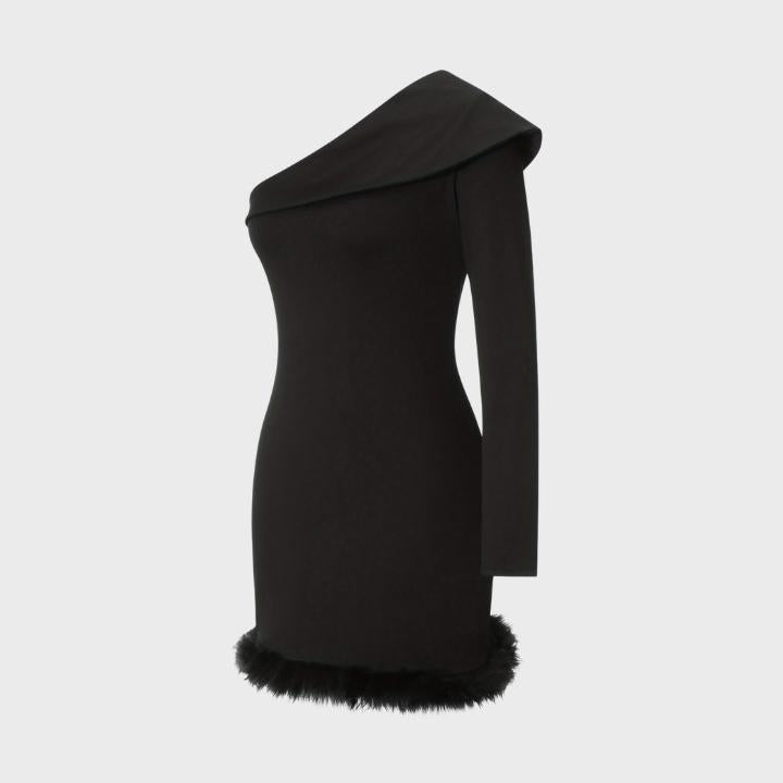 Women's Black One-Shoulder Mini Dress