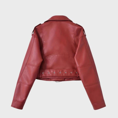 Women's Retro Belted Biker Jacket