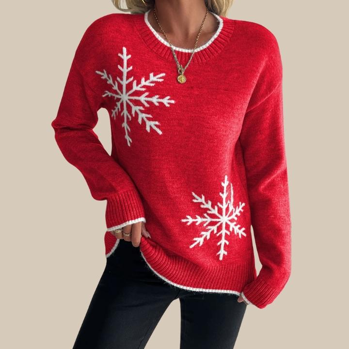 Women's Snowflake Crew Neck Knit Sweater