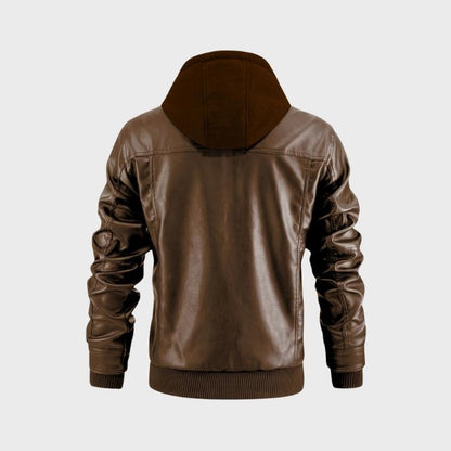 Men’s Hooded Bomber Jacket with Zipper Pockets