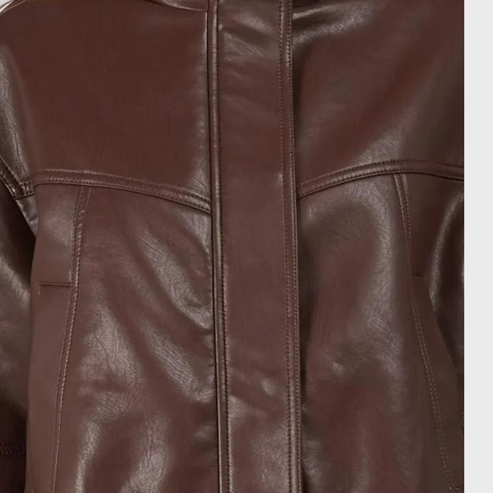 Women’s Zip Front Leather Bomber Jacket