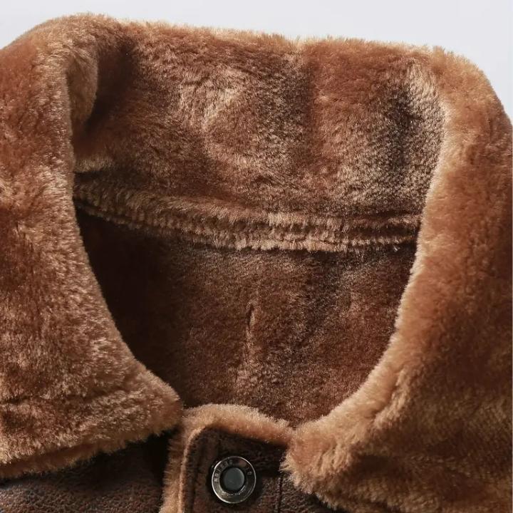 Men’s Faux Leather Jacket with Shearling Lining