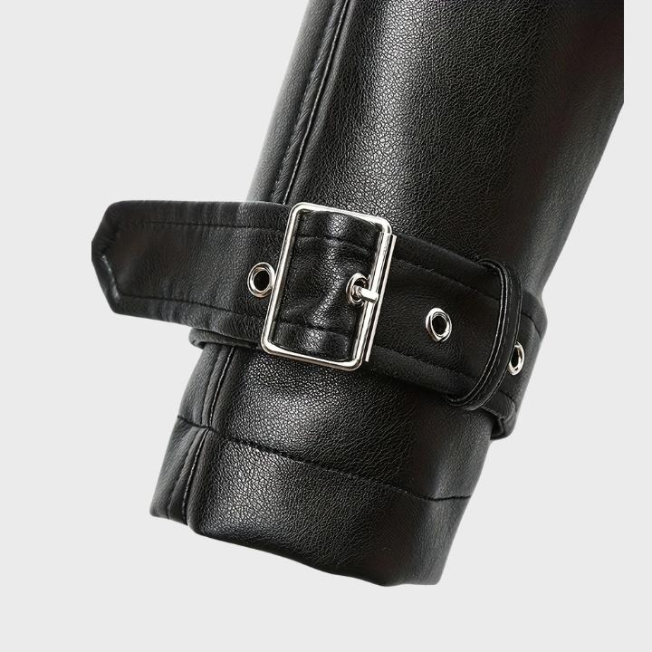 Women's Chic Wide Collar Short Biker Jacket