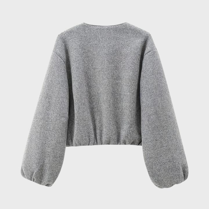 Women’s Soft Grey  Front Zipper Pilot Jacket