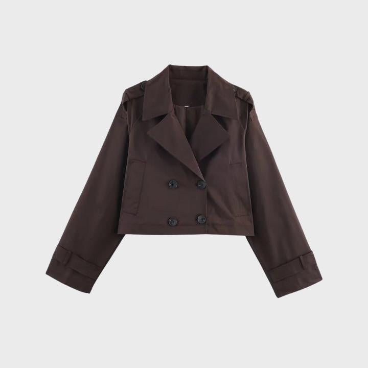 Women's Tailored Double Button Short Trench Jacket