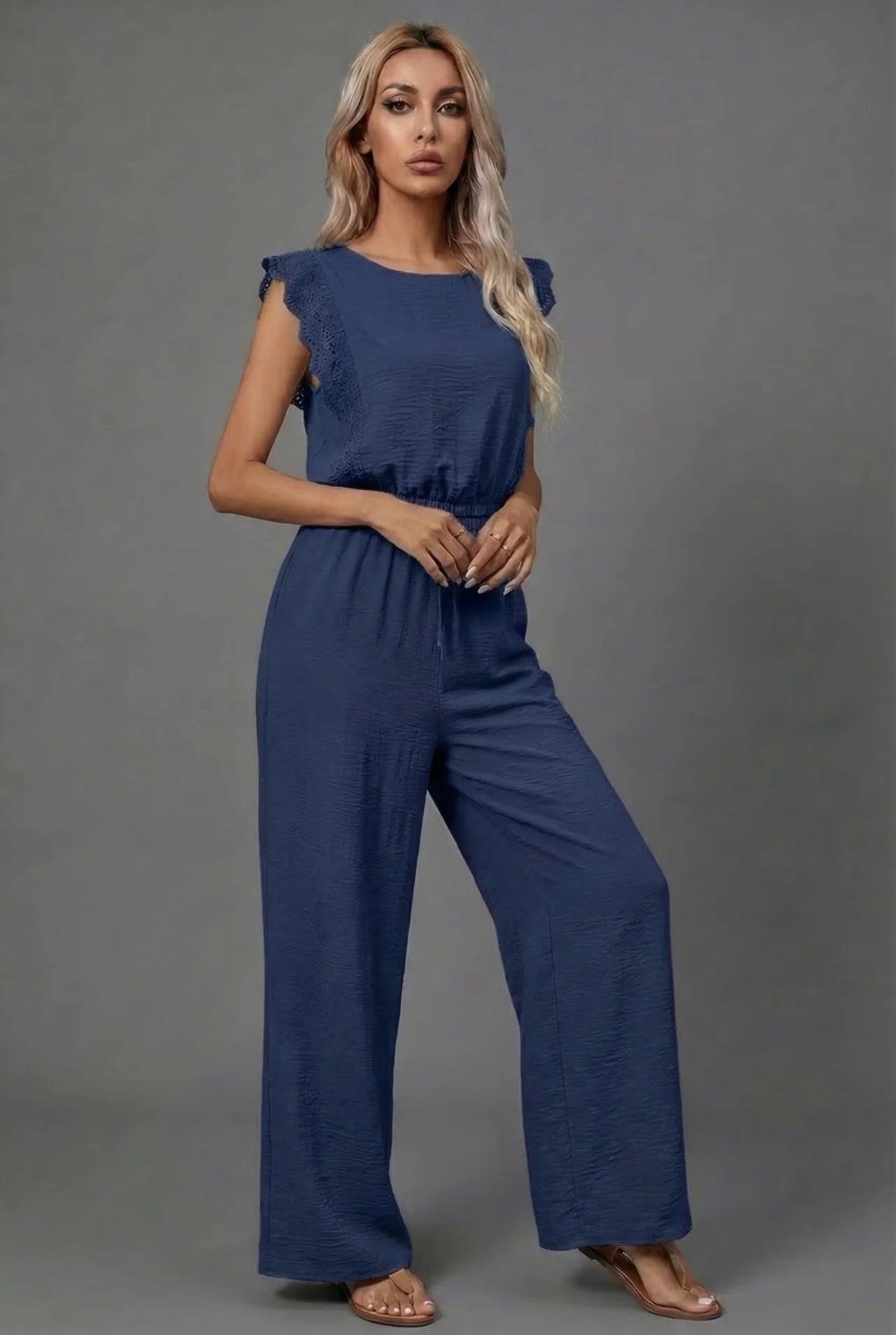 Summer Co-Ord Set Wide Leg Ruffle Sleeve