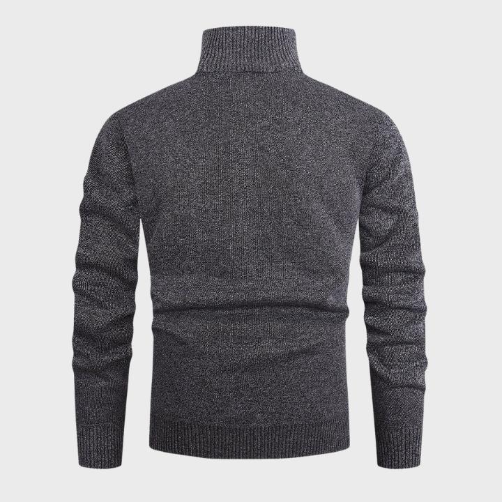 Men's Casual Gray Geometric Pattern Cable Knit Quarter Zip Jumper