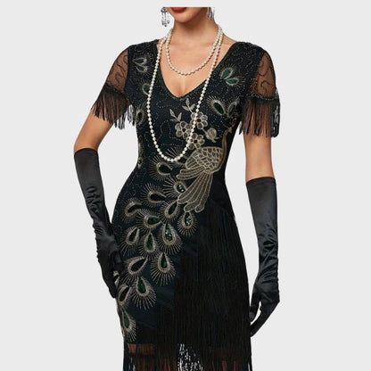 Women's Black Feather Cocktail Dress
