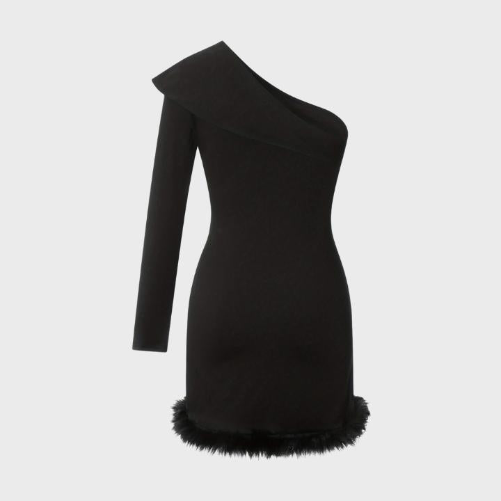 Women's Black One-Shoulder Mini Dress