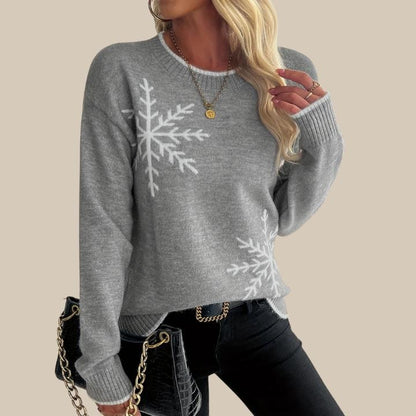Women's Snowflake Crew Neck Knit Sweater