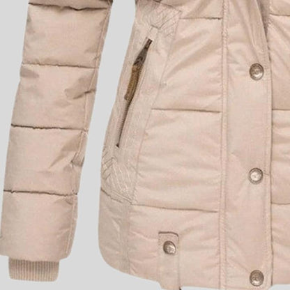 Women’s Long Sleeve Puffer Coat with Soft Fur Lining