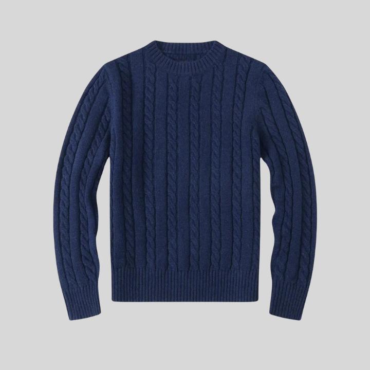 Men’s Classic Round Neck Cable Sweater