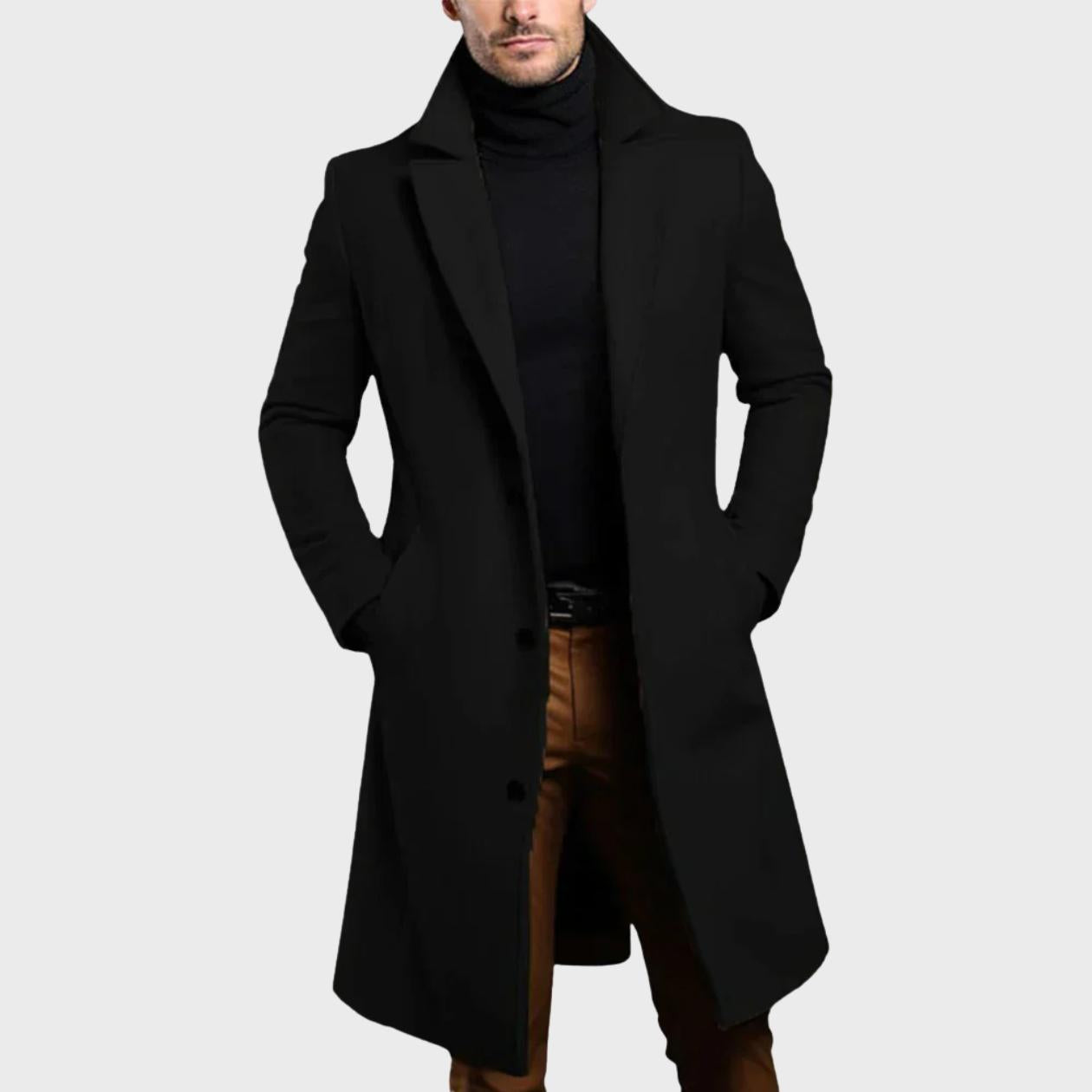 Men’s Formal Slim-Fit Tailored Long Coat