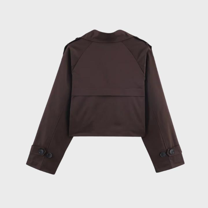 Women's Tailored Double Button Short Trench Jacket