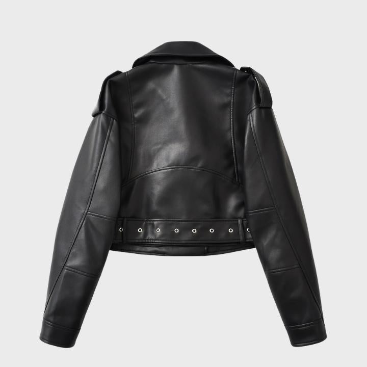 Women's Retro Belted Biker Jacket