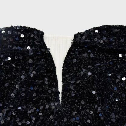 Women's Black Feather Sequin Cocktail Dress