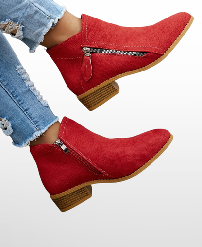 Women’s Mid-Heel Ankle Boots Side Zip