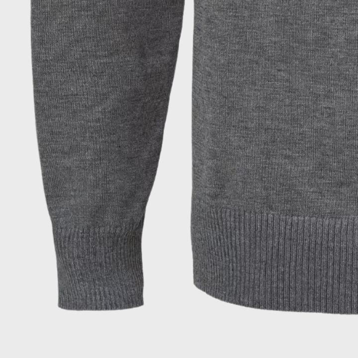 Men's Gray Stand Collar Knit Quarter Zip Jumper