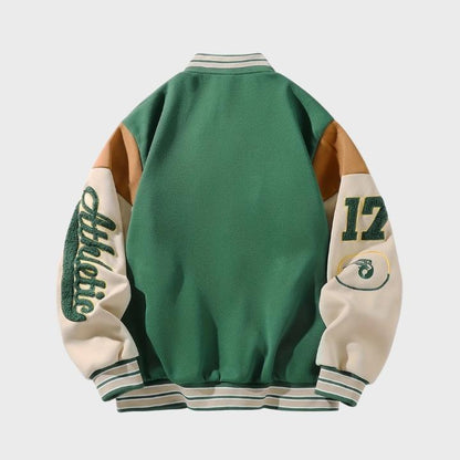 Men’s Vintage Varsity Jacket with Embroidered Patches