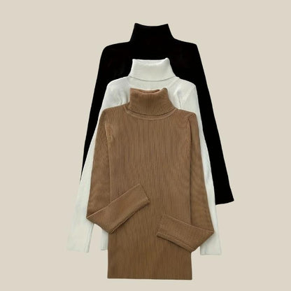 Basic Solid Color Long Sleeve Turtleneck 3 piece Bundle