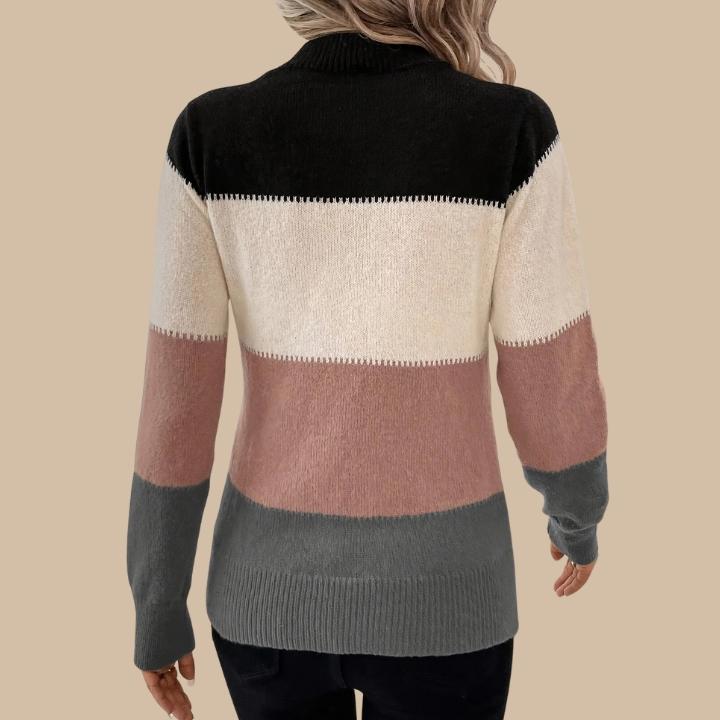 Women's Casual Color Block Crew Neck Pullover