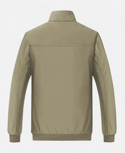 Men’s Fleece-Lined Winter Jacket with Stand Collar and Zip Closure